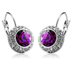 Earrings - Bejeweled Purple Gem and Rhinestone